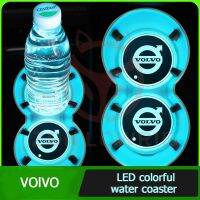 แผ่นไฟ Led หลากสีแผ่นถ้วยน้ำเสื่อกรูฟ Selimut Mobil ถาดรองแก้วน้ำรถสำหรับ Volvo S90 V90 XC60 XC40 XC90 V60 S60L XC70 V40