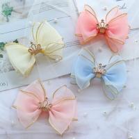 Childrens Hair Accessories Candy Color Mesh Hair Bows with Prong Clip Diamond Crown Princess Hairpins Headdress Hair Accessories