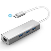 【❂Hot On Sale❂】 bukan2581584811414 สถานีเชื่อมต่อ Usb3.0 Usb-C Type-C กิกะบิตอีเธอร์เน็ต Rj45อะแดปเตอร์ที่มีแฟลชไดรฟ์สองหัวความเร็วสูง3xusb3สูง