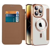 Flip Leather Macsafe Case for Magsafe IPhone 14 12 13 11 Pro Max Plus 14Pro 14Plus i14 Wallet Card Holder Macsafe Magnetic Cover