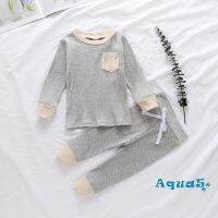 ✿ℛBaby Long Sleeves + Trousers, Simple Color Classic Round Neck Ribbed Closure Spring Clothing