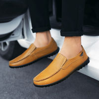 ORNGMALL รองเท้ารองเท้าลำลองส้นเตี้ยหนังแท้สำหรับผู้ชาย Moccasin Slip-On &amp; Loafers รองเท้าขี้เกียจขับรถรองเท้าโลฟเฟอร์สำหรับผู้ชายเหมาะสำหรับทุกวันลำลองอินเทรนด์ถนนขนาดใหญ่37-47