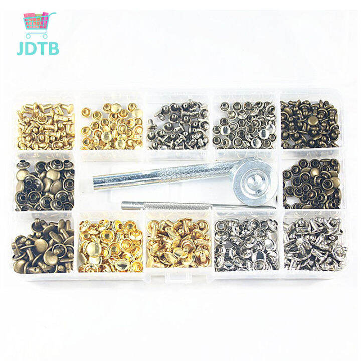 180 Sets DIY Double Cap Rivet Leather Rivets With Install Tools DIY