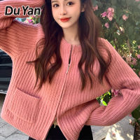 เสื้อสเวตเตอร์ Sweter Gaya Korea ผู้หญิงเสื้อคลุมเสื้อกันหนาวลายทาง Du Yan