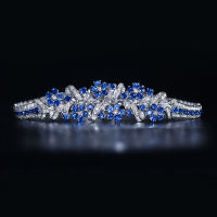 Sapphire Diamond Bracelet สร้อยข้อมือแซฟไฟร์ ไพลินแท้สีน้ำเงินสด เนื้อสะอาดมาก ประดับเพชรแท้น้ำ96-97 ตัวเรือนเป็นทองขาว18k