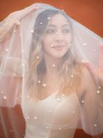 YouLaPan V13 Bridal Pearl Veil with Different Size of Pearls Pearled Veil Wedding Veil with Pearls Nude Pearl Veil Elegant