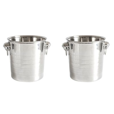 2X Stainless Steel Ice Punch Bucket Wine Beer Cooler Champagne Cooler Portable Bar Party Club Ice Bucket Container 3L