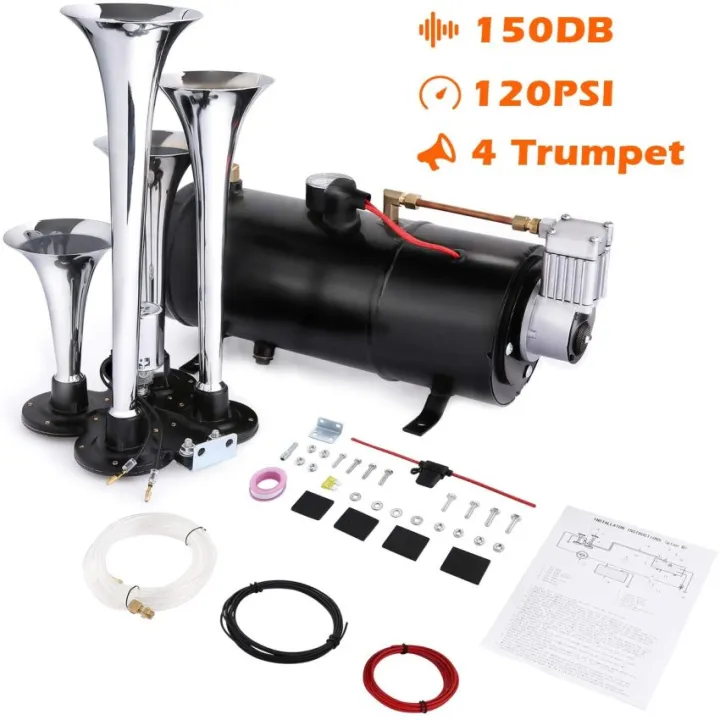12V Air Horn Kit Dual Trumpets 150DB Super Loud Car Electric Horn 12V Vehicles Trucks Pickup Trains Cars Boats Speaker I4322472426 - View #3