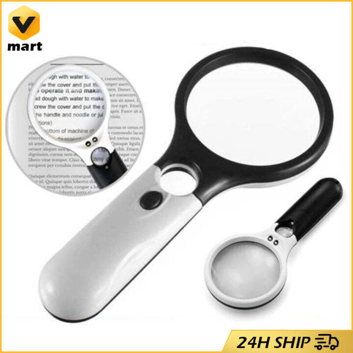 3 LED Light 45X Magnifying Glass Lens Mini Pocket Handheld Microscope