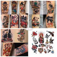 New 16piece Cartoon Temporary Tattoo Set Stickers for Men Women Children Waterproof Lasting Watercolor Personality Fake Tattoo Stickers