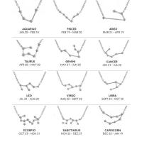 สร้อยคอจี้คริสตัล สีทอง ลายกลุ่มดาว 12 ราศี