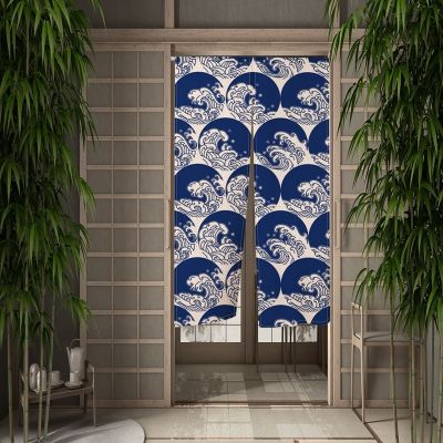 Japanese Kanagawa Door Curtain Kitchen Door CurtainUkiyo-e Painting Partition Curtain Drape Entrance Decor Hanging