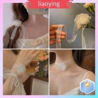 LIAOYING 4pcs 92ซม. ค่ะ ยางรัดผม คาเมลเลีย ดอกไม้สีขาว สร้อยคอริบบิ้นผ้าไหมยาว อ่อนโยนอ่อนโยน อเนกประสงค์อเนกประสงค์ ริบบิ้นผ้าไหมคาเมลเลีย ที่วางแขน