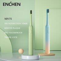 ENCHEN MINT5แปรงสีฟันไฟฟ้าโซนิคพอร์ตสำหรับผู้ใหญ่เซตคู่ล้างทำความสะอาดได้ทั้งตัว IPX7โหมดทำความสะอาดกันน้ำได้สามโหมด