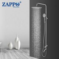 【LZ】❦▫  Zappo Bathroom Shower Faucet Wall Mount Escovado Rainfall Shower Faucet Set Torneira De Banheira Ajustar Altura Conjuntos De Chuveiro De Água Fria