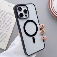 เคสโทรศัพท์ชาร์จไร้สายแม่เหล็กแบบใสสำหรับ iPhone 12 13 11 Pro Max Mini XR XS Max X 8 Plus เคสซิลิโคนสำหรับ Magsafe Anti-Slip Anti-Drop Anti-Shock Anti-เคสกันลายนิ้วมือ