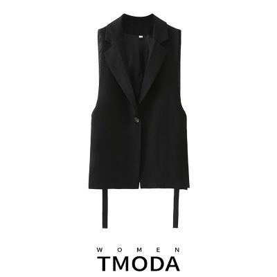 TMODA1430 Summer Women Sleeveless Jacket Coat Long Vest Blazer Formal Work Ladies Office Vintage Slim Suit Waistcoat Female