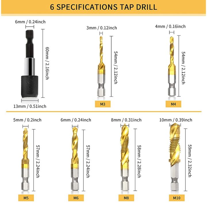 7pcs-combination-drill-and-tap-bit-set-3-in-1-coated-screw-tapping-bit-tool-for-drilling-metric-thread-hss-m3-m10
