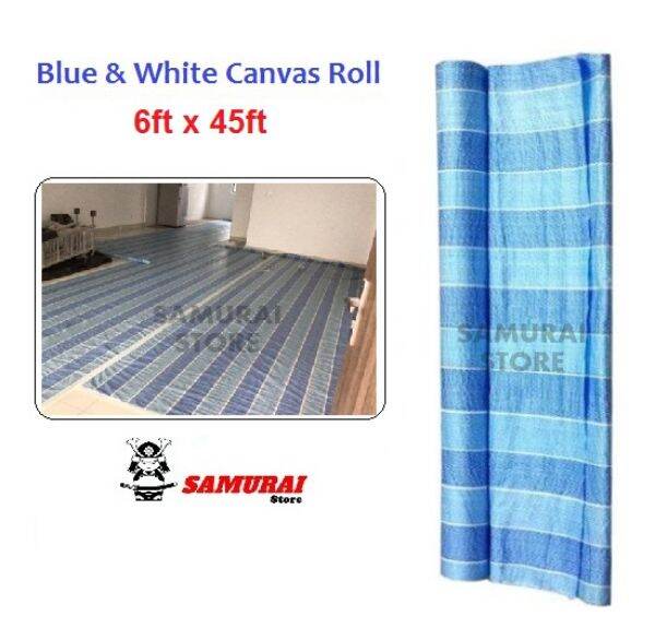 6ft x 45ft Canvas Roll (Blue/White) Outdoor Construction Renovation