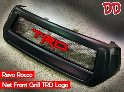 AD.กระจังหน้าแต่ง REVO ROCCO สีดำด้าน+ตัวหนังสือ TRD สีแดง งาน ABS ทรงตาข่าย