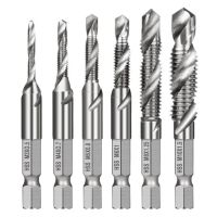 HH-DDPJ6pcs M3-m10 Screw Tap Drill Bits Hss Taps Countersink Deburr Set Metric Combination Bit 1/4inch Hex Shank Quick Change