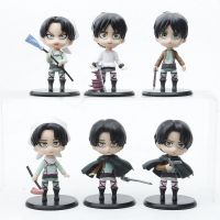 [AhQ ornaments] 10เซนติเมตร6ชิ้นโจมตีบนไททันอะนิเมะของเล่นรูป Levi Mikasa Ackerman รูปการกระทำ Eren Jager Armin Arlert หุ่นตุ๊กตาของเล่นสุ่ม