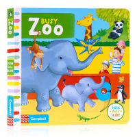 Busy series busy zoo operation mechanism Book English original picture book new version busy zoo push-pull sliding mechanism paperboard book 0-1-3-6-year-old childrens Enlightenment game toy book early education parent-child interaction