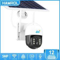 Hamrol 4G SIM Card 5MP Outdoor Solar Panel Battery PTZ Camera PIR Detection Audio CCTV Camera Connect to Cellphone iCsee APP