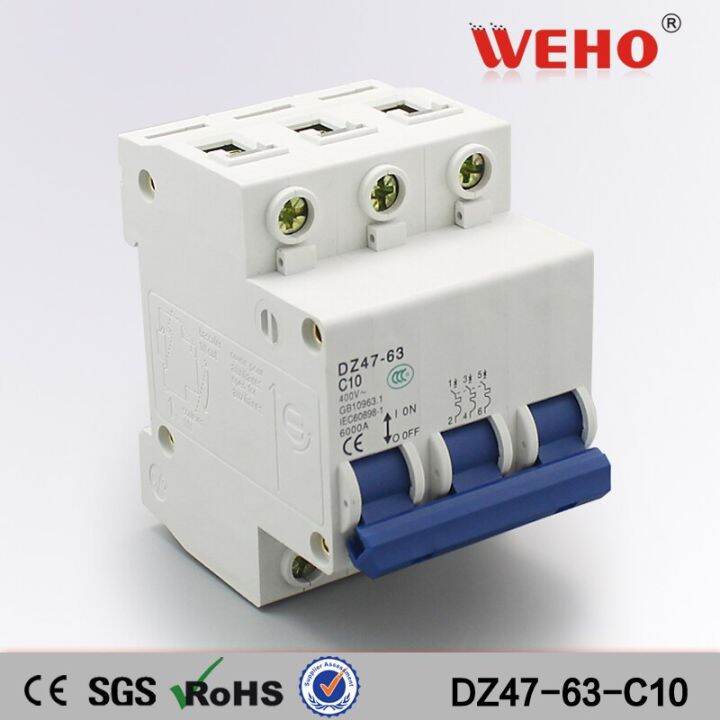 Dz47-63-C10 3 Phase 10 Amp Mcb Mini Type Circuit Breaker | Lazada PH