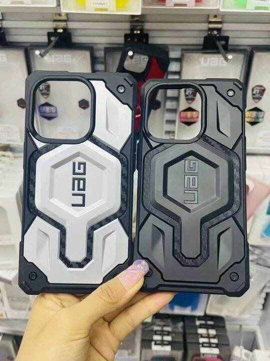 uag-คาร์บอนไฟเบอร์พระมหากษัตริย์กรณีป่นปี้ทนกับ-magsafe-สำหรับ-iphone-14-pro-max-14พลัส14-13-pro-max-13-pro-13กับ-magsafe-กันกระแทกป้องกันโทรศัพท์ปลอก