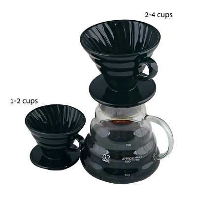 ถ้วยดริปเซรามิค ถ้วยกรองกาแฟ ทรงกรวย 1 รู  Ceramic Coffee Dripper สีดำ