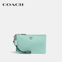 COACH กระเป๋าคล้องมือขนาดเล็กผู้หญิงรุ่น Small Wristlet สีฟ้า CH818 LHVSE