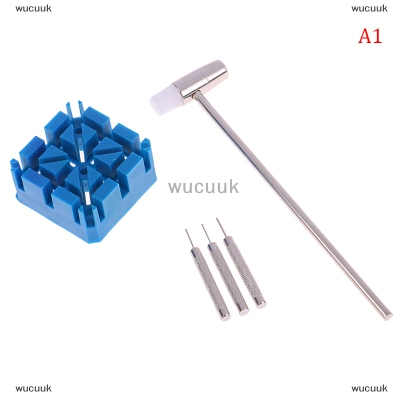 wucuuk Watch band Link Remover ชุดซ่อมเครื่องมือชุดค้อน + ผู้ถือนาฬิกา + หมุดเจาะ