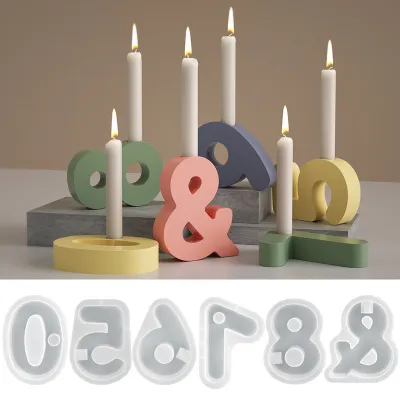 Digital Candlestick Epoxy Resin Mold Arabic Numerals Candle Bracket Silicone Mold Arabic Numerals Candle Bracket Mold Epoxy Resin Silicone Mold Gypsum Mold For Home Decoration