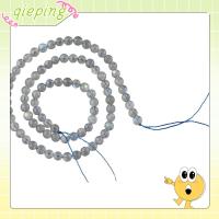 QIEPING 90 PCS 4 mm ครับ ลูกปัดหินลาบราดอไรต์สีเทาธรรมชาติ สีเทาและสีเทา ลาบราดอไรต์ ลูกปัดหินสีขาว ทำเครื่องประดับ DIY กลมกลมๆ การทำเครื่องประดับลูกปัด สร้อยคอสำหรับผู้หญิง