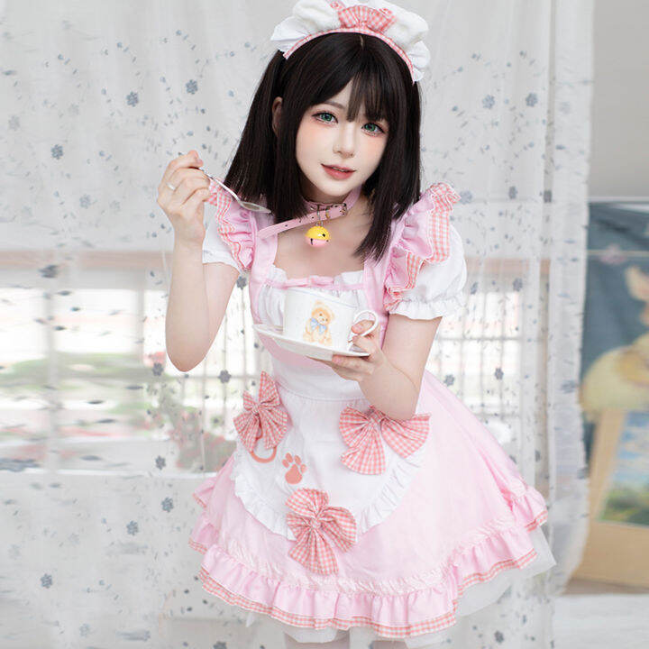 แม่บ้านแมวฮาโลวีน-cosplay-แม่บ้านแมวน่ารักสองมิติ-cos-สาวนุ่ม-lolita-ชุดเดรส