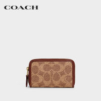 COACH ที่ใส่การ์ดผู้หญิงรุ่น Small Zip Around Card Case In Signature Canvas สีครีม C6725 B4NQ4