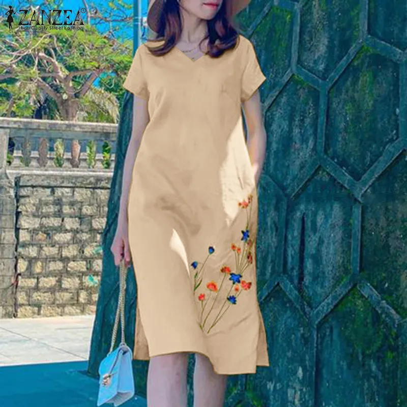 Women's summer cotton shift dresses cheap