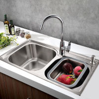 ซิงค์ล้างจาน 2 หลุม อ่างล้างจานสแตนเลส ซิงค์สแตนเลส สแตนเลส304 Kitchen sink ,sink,stainless304