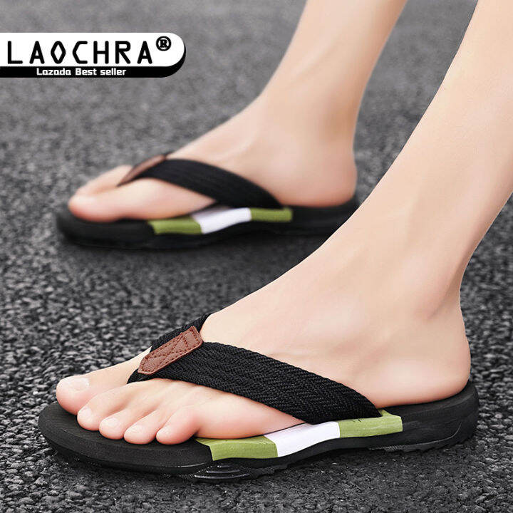 laochra-รองเท้าแตะสำหรับผู้ชาย-รองเท้าแตะเดินชายหาดในฤดูร้อนสไตล์เกาหลีรองเท้าแตะฟลิปเปอร์แบบดั้งเดิมรองเท้าแตะไม่ลื่นสำหรับผู้ชาย