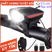 Đèn xe đạp có còi pin sạc usb đèn pha Led T6 gắn phía trước siêu sáng thể