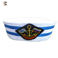 BEV เรือกะลาสีเรือเรือสีฟ้าสีขาวหมวกทรงทหารกองทัพเรือหมวก Anchor Sea Boating Nautical ชุดแฟนซีหมวก
