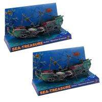 【Ready Stock&amp;COD】2X Large Aquarium Decoration Boat Plactic Aquarium Ship Air Split Shipwreck Fish Tank Decor C