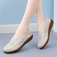 2023 Women Flats Slip On Moccasins Spring Hollow Beige Casual Loafers Soft Sole Non Slip Breathable Females Zapatillas Mujer