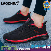 LAOCHRA รองเท้าลำลองสำหรับผู้ชายรองเท้าผ้าใบขนาดใหญ่36-48รองเท้าคู่ระบายอากาศตาข่ายแฟชั่นลูกไม้ขึ้น Me