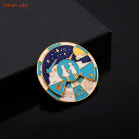 Fresh sky เข็มกลัดป้ายโลหะแบบหมุนได้สิบสองกลุ่มดาวเข็มกลัดสำหรับกระเป๋าเป้สะพายหลังเครื่องประดับของขวัญคู่