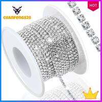 CUANFENGS28กรงเล็บคริสตัลพลอยแบบตัดแต่ง Rhinestone SS6/2Mm กรงเล็บพลอยเทียมโซ่หัตถกรรม DIY เครื่องประดับเงินพลอยเทียมช่อดอกไม้งานแต่งสตริง