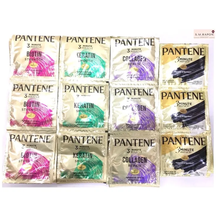 ♘Pantene 3 Minute MIracle Keratin Conditioner Sachet 12mL x 6s Lazada PH