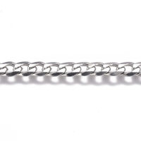 1m 3.28 Feet 304 Stainless Steel Cuban Link Chains Curb Chains Unwelded Stainless Steel Color 5.5x4x1mm