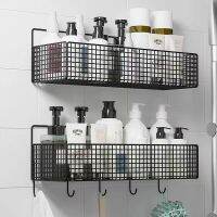 【CW】 Wall Shelf with No Punching Storage Organizer Bedroom Shower Holder Rack  Metal Nail-free Installation